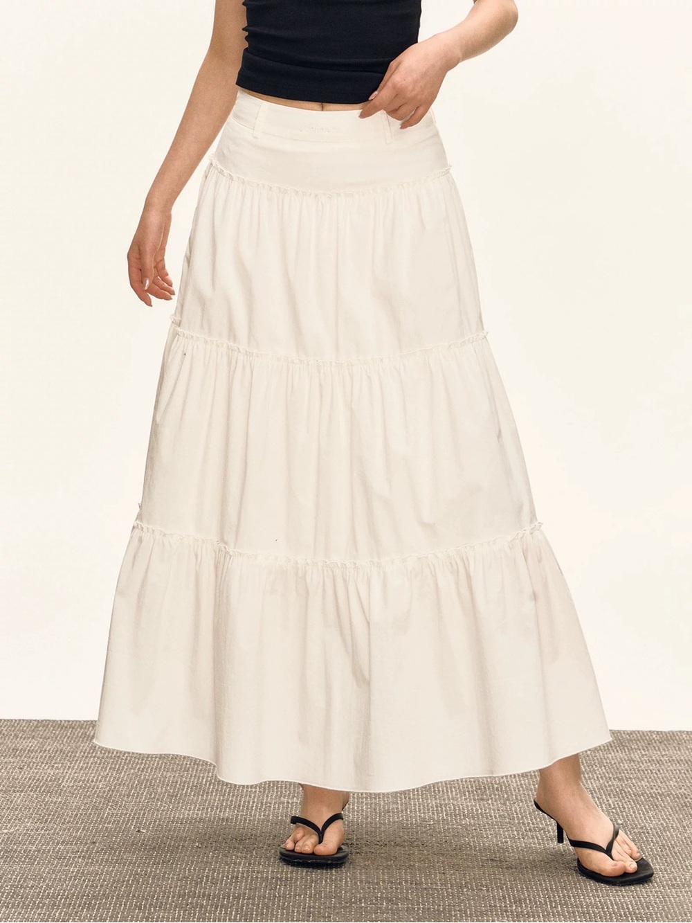 white tiered maxi skirt women skirt size M